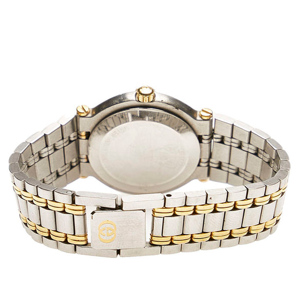 グッチ 9000L シルバー ゴールド メタル メッキ 腕時計 レディース GUCCI クオーツ ブラック文字盤 【中古】