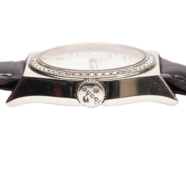 グッチ パンテオン 腕時計 115.4 クオーツ シェル文字盤文字盤 ステンレススチール レザー メンズ GUCCI 【中古】