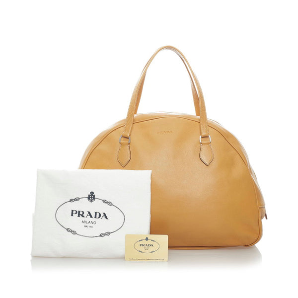 プラダ ハンドバッグ トートバッグ BN1010 マスタード ベージュ MIELE  レザー レディース PRADA 【中古】