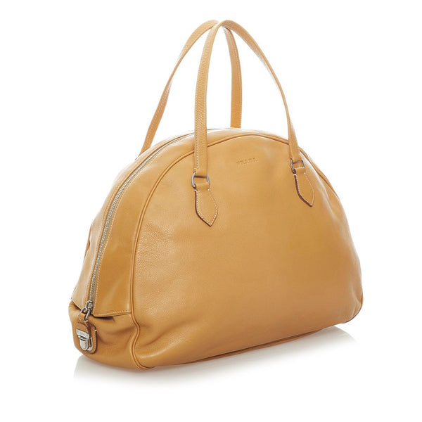 プラダ ハンドバッグ トートバッグ BN1010 マスタード ベージュ MIELE  レザー レディース PRADA 【中古】
