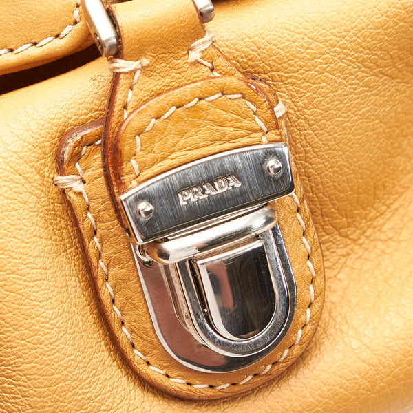 プラダ ハンドバッグ トートバッグ BN1010 マスタード ベージュ MIELE  レザー レディース PRADA 【中古】