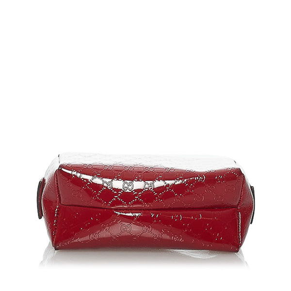 グッチ マイクログッチシマ 153228 レッド  エナメル ポーチ レディース GUCCI 【中古】
