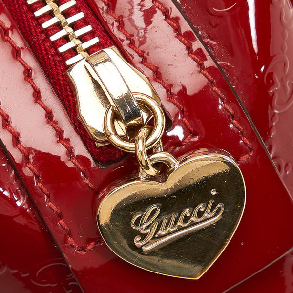 グッチ マイクログッチシマ 153228 レッド  エナメル ポーチ レディース GUCCI 【中古】