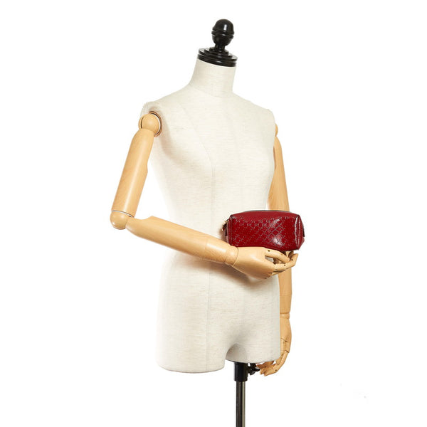 グッチ マイクログッチシマ 153228 レッド  エナメル ポーチ レディース GUCCI 【中古】