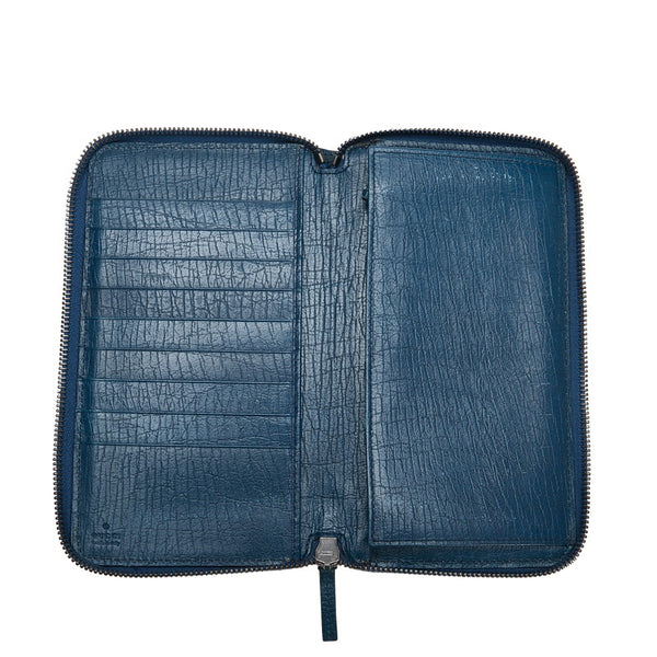 グッチ GGスプリーム ラウンドファスナー 長財布 146212 ベージュ ブルー PVC レザー レディース GUCCI 【中古】