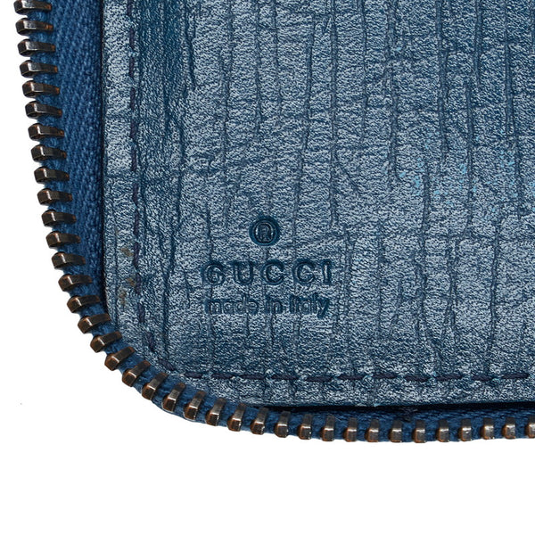 グッチ GGスプリーム ラウンドファスナー 長財布 146212 ベージュ ブルー PVC レザー レディース GUCCI 【中古】