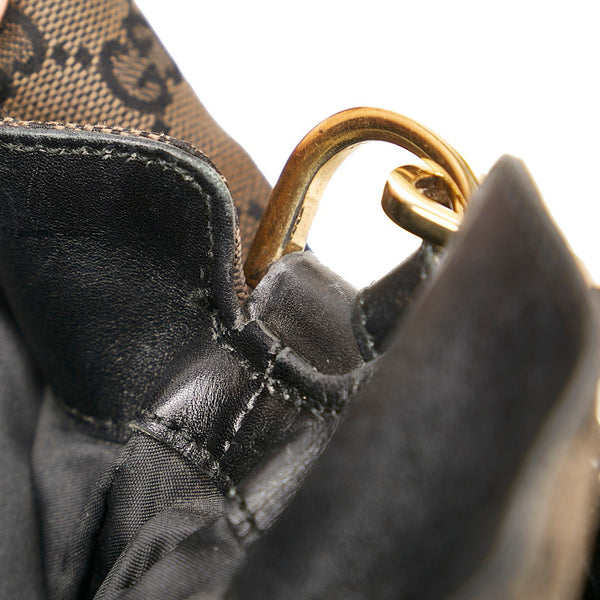 グッチ GGキャンバス バンブー ワンショルダーバッグ 001 4095 ブラウン ブラック キャンバス レザー レディース GUCCI 【中古】