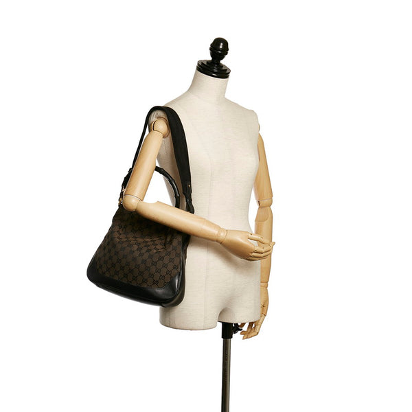 グッチ GGキャンバス バンブー ワンショルダーバッグ 001 4095 ブラウン ブラック キャンバス レザー レディース GUCCI 【中古】