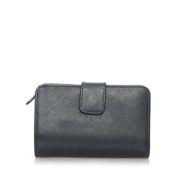 プラダ サフィアーノ 二つ折り財布 1ML225 ブラック レザー レディース PRADA 【中古】