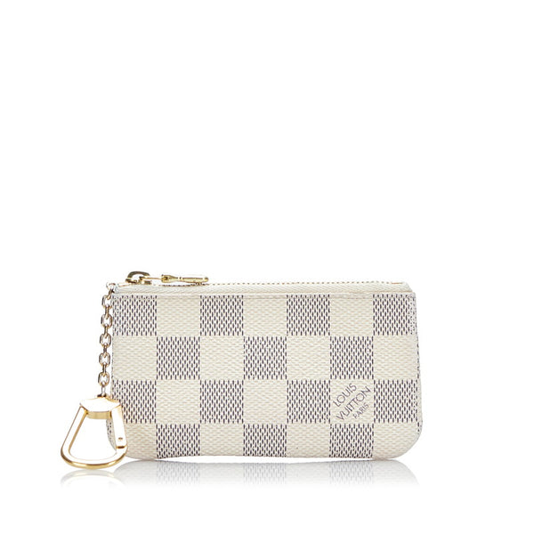 ルイ ヴィトン ダミエ アズール ポシェットクレ コインケース 小銭入れ N62659 ホワイト PVC レザー レディース LOUIS VUITTON 【中古】