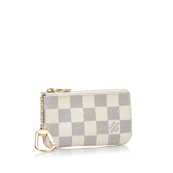 ルイ ヴィトン ダミエ アズール ポシェットクレ コインケース 小銭入れ N62659 ホワイト PVC レザー レディース LOUIS VUITTON 【中古】