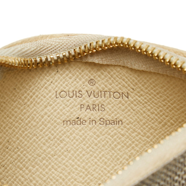 ルイ ヴィトン ダミエ アズール ポシェットクレ コインケース 小銭入れ N62659 ホワイト PVC レザー レディース LOUIS VUITTON 【中古】