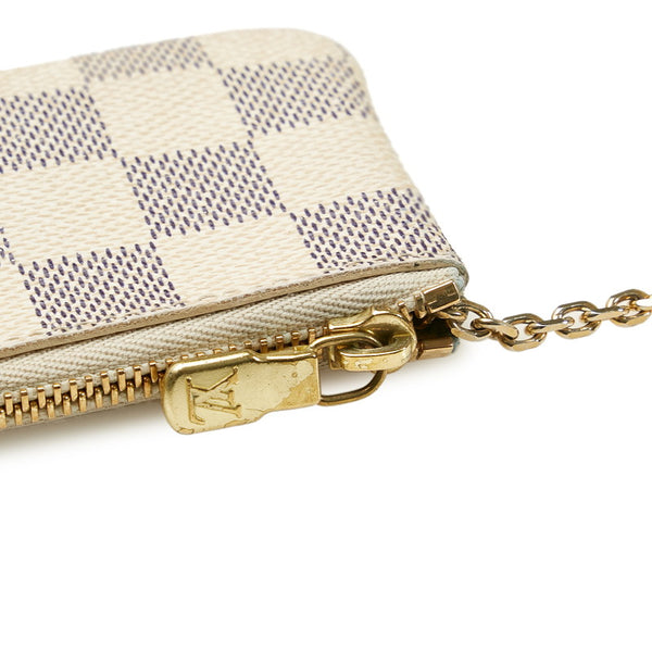 ルイ ヴィトン ダミエ アズール ポシェットクレ コインケース 小銭入れ N62659 ホワイト PVC レザー レディース LOUIS VUITTON 【中古】
