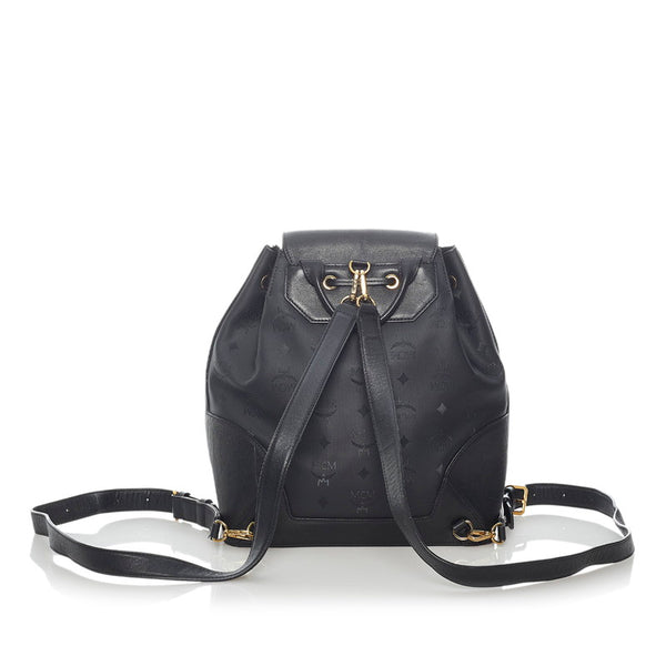 エム シー エム スタッズ リュック デイパック ブラック PVC レザー レディース MCM 【中古】