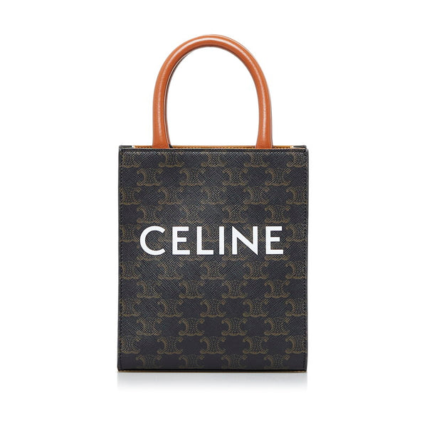 セリーヌ トリオンフ ミニ バーティカルカバ ハンドバッグ ショルダーバッグ 2WAY タン ブラウン PVC レザー レディース CELINE 【中古】
