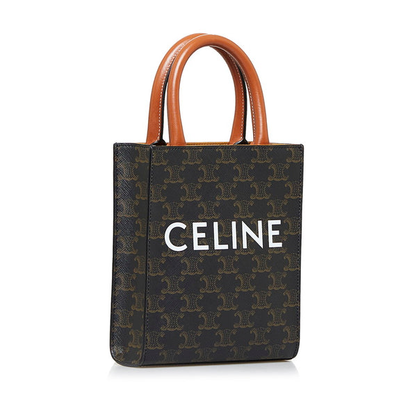 セリーヌ トリオンフ ミニ バーティカルカバ ハンドバッグ ショルダーバッグ 2WAY タン ブラウン PVC レザー レディース CELINE 【中古】