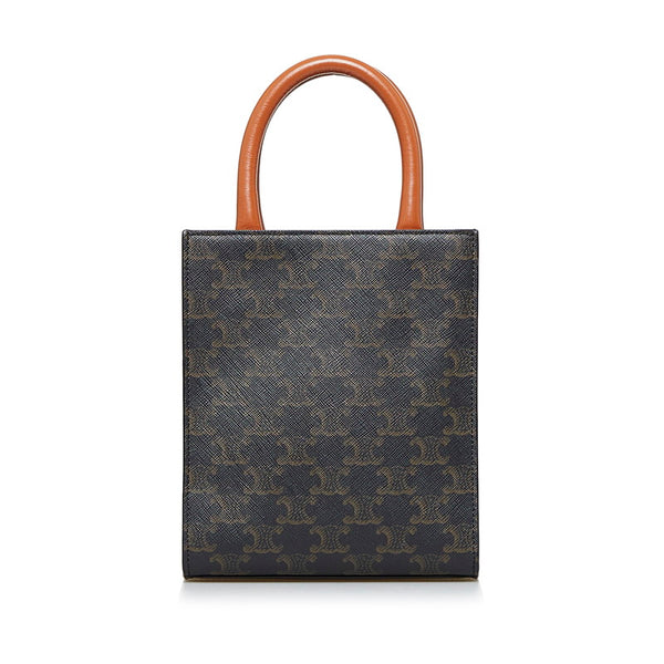 セリーヌ トリオンフ ミニ バーティカルカバ ハンドバッグ ショルダーバッグ 2WAY タン ブラウン PVC レザー レディース CELINE 【中古】