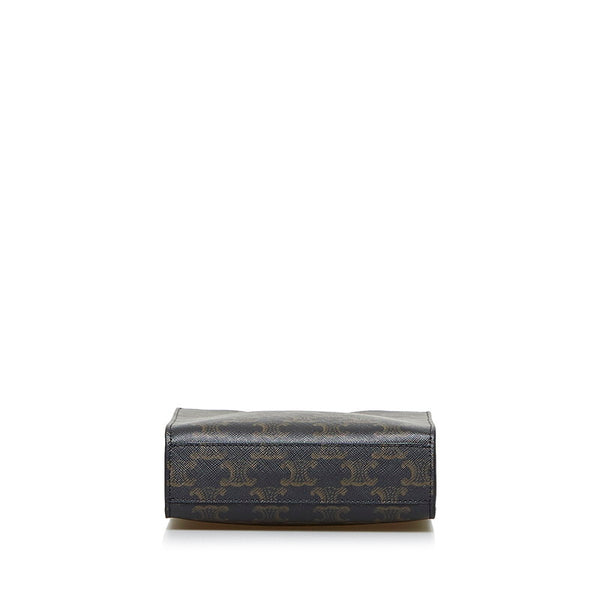 セリーヌ トリオンフ ミニ バーティカルカバ ハンドバッグ ショルダーバッグ 2WAY タン ブラウン PVC レザー レディース CELINE 【中古】