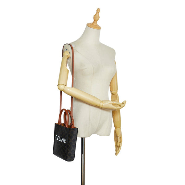 セリーヌ トリオンフ ミニ バーティカルカバ ハンドバッグ ショルダーバッグ 2WAY タン ブラウン PVC レザー レディース CELINE 【中古】