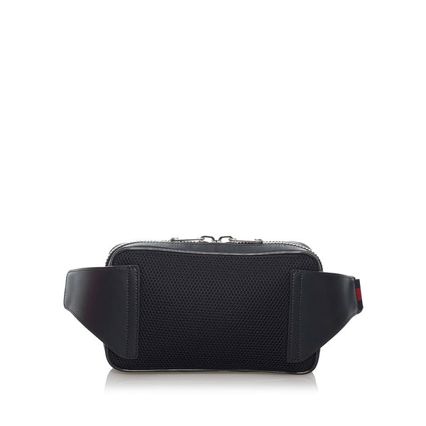 グッチ GGスプリーム 474293 ブラック グレー PVC レザー ウエストバッグ メンズ GUCCI 【中古】