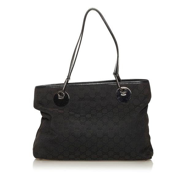 グッチ GGキャンバス ハンドバッグ 120837 ブラック キャンバス レザー レディース GUCCI 【中古】