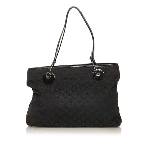 グッチ GGキャンバス ハンドバッグ 120837 ブラック キャンバス レザー レディース GUCCI 【中古】