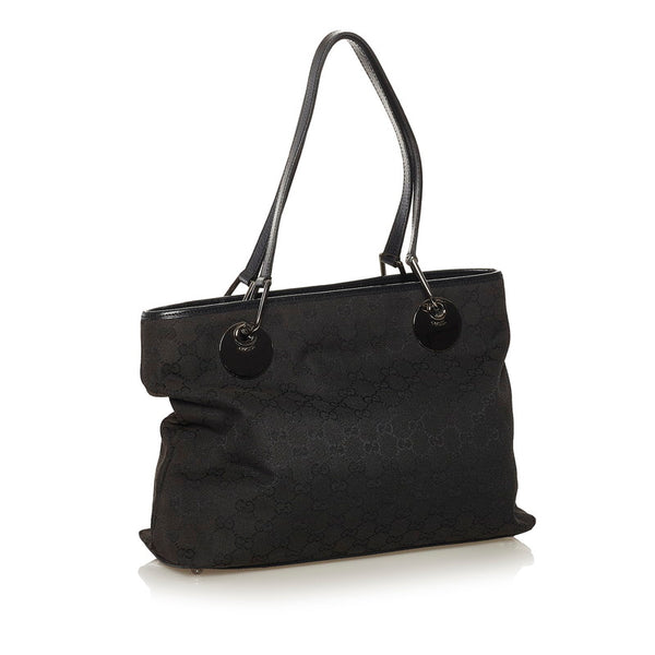 グッチ GGキャンバス ハンドバッグ 120837 ブラック キャンバス レザー レディース GUCCI 【中古】