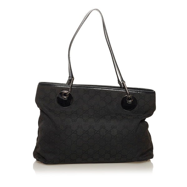 グッチ GGキャンバス ハンドバッグ 120837 ブラック キャンバス レザー レディース GUCCI 【中古】