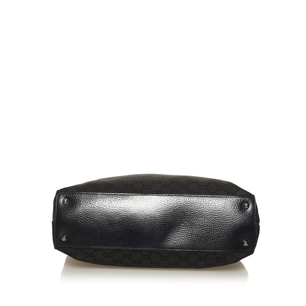 グッチ GGキャンバス ハンドバッグ 120837 ブラック キャンバス レザー レディース GUCCI 【中古】