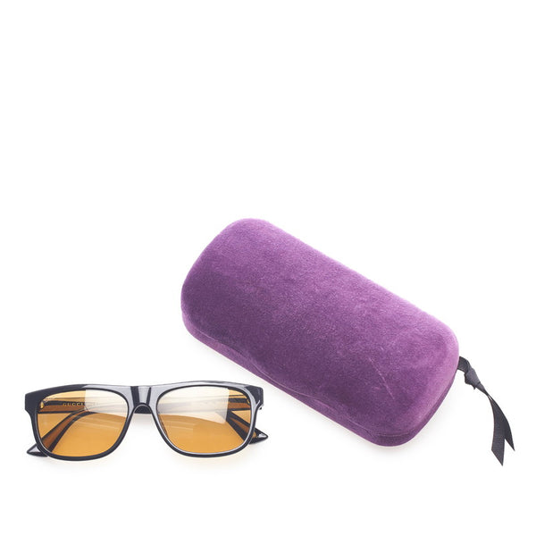 グッチ アジアンフィット ウェリントン型 サングラス GG0770SA ブラック ブラウン プラスチック レディース GUCCI 【中古】