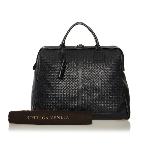 ボッテガヴェネタ イントレチャート ボストンバッグ ブラック レザー メンズ BOTTEGAVENETA 【中古】