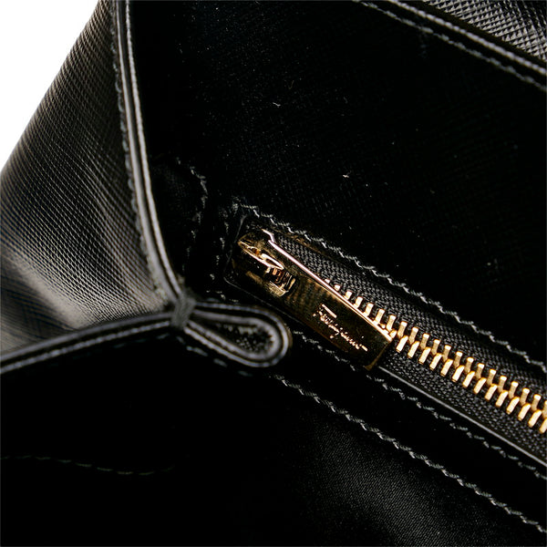 サルヴァトーレフェラガモ ヴァラリボン チェーン ハンドバッグ ショルダーバッグ 2WAY AU-21/F558 ブラック レザー レディース Salvatore Ferragamo 【中古】