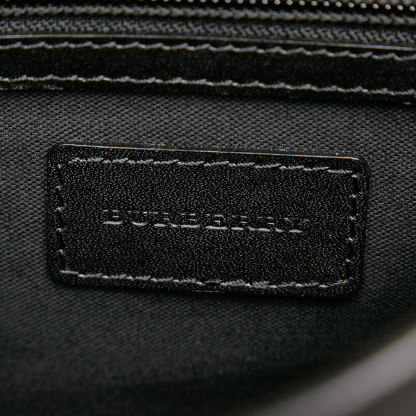 バーバリー チェック 斜め掛け ショルダーバッグ ブラック キャンバス レザー メンズ BURBERRY 【中古】