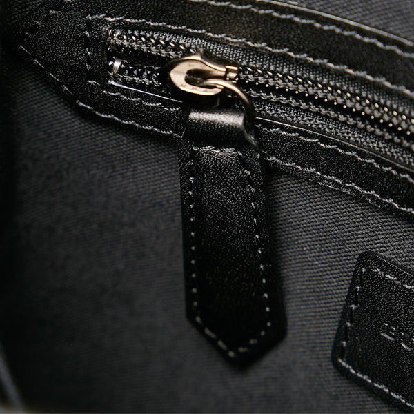 バーバリー チェック 斜め掛け ショルダーバッグ ブラック キャンバス レザー メンズ BURBERRY 【中古】