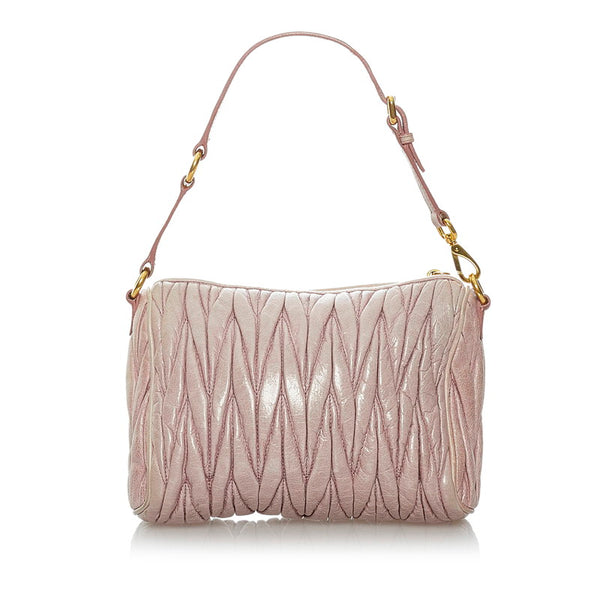 ミュウミュウ マテラッセ ピンク レザー ショルダーバッグ レディース MIUMIU 【中古】