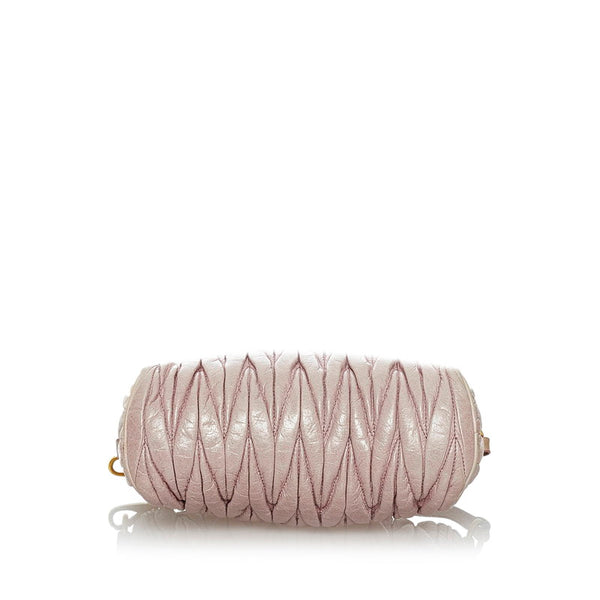 ミュウミュウ マテラッセ ピンク レザー ショルダーバッグ レディース MIUMIU 【中古】
