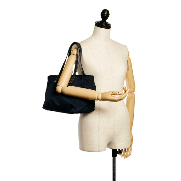 プラダ サフィアーノ トートバッグ ブラック ナイロン レザー レディース PRADA 【中古】