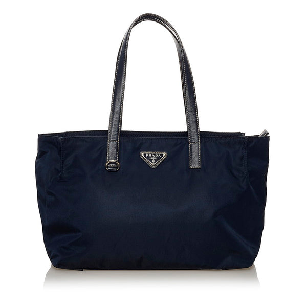 プラダ サフィアーノ トートバッグ ブラック ナイロン レザー レディース PRADA 【中古】