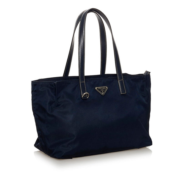 プラダ サフィアーノ トートバッグ ブラック ナイロン レザー レディース PRADA 【中古】