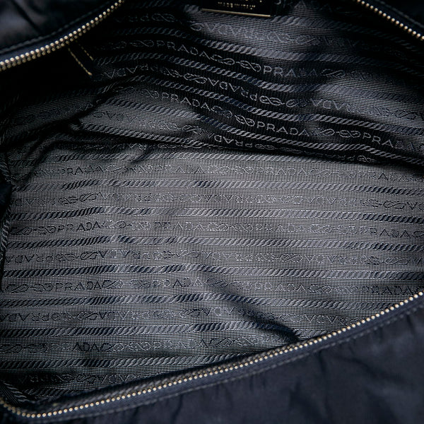 プラダ サフィアーノ トートバッグ ブラック ナイロン レザー レディース PRADA 【中古】