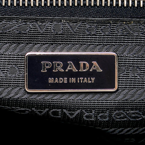 プラダ サフィアーノ トートバッグ ブラック ナイロン レザー レディース PRADA 【中古】