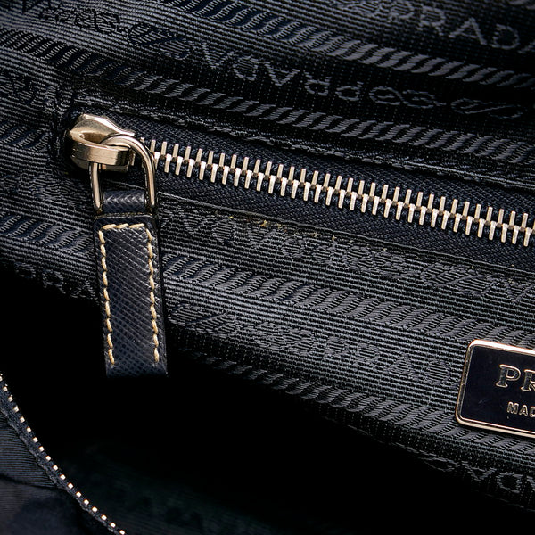 プラダ サフィアーノ トートバッグ ブラック ナイロン レザー レディース PRADA 【中古】