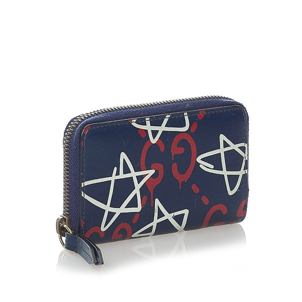 グッチ ゴースト コインケース 448465 ネイビー レザー メンズ GUCCI 【中古】