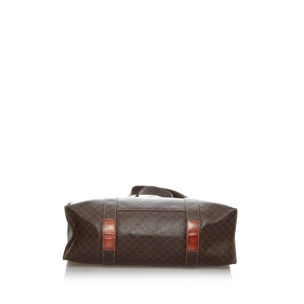 セリーヌ マカダム ブラウン PVC レザー トートバッグ レディース CELINE 【中古】