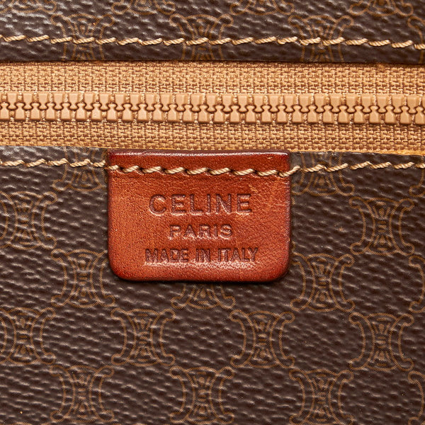 セリーヌ マカダム ブラウン PVC レザー トートバッグ レディース CELINE 【中古】