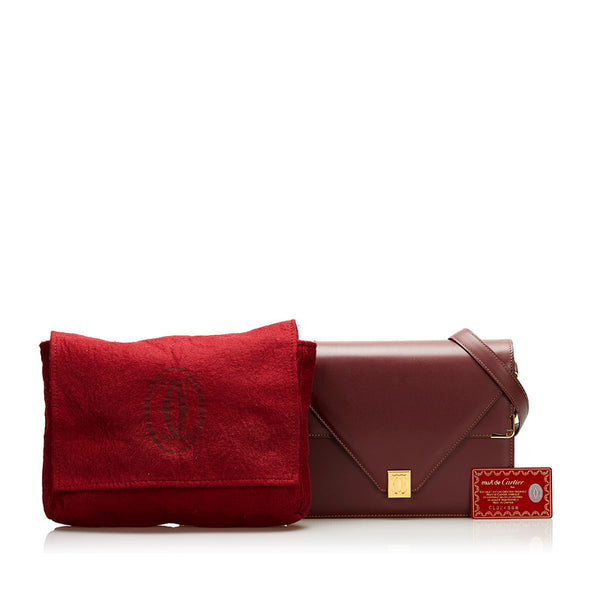 カルティエ マストライン 斜め掛け ショルダーバッグ ボルドー レザー レディース CARTIER 【中古】
