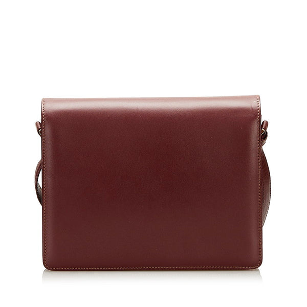 カルティエ マストライン 斜め掛け ショルダーバッグ ボルドー レザー レディース CARTIER 【中古】