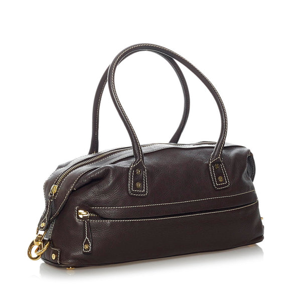 セリーヌ ステッチ ショルダーバッグ CE00/35 ブラウン ゴールド レザー レディース CELINE 【中古】