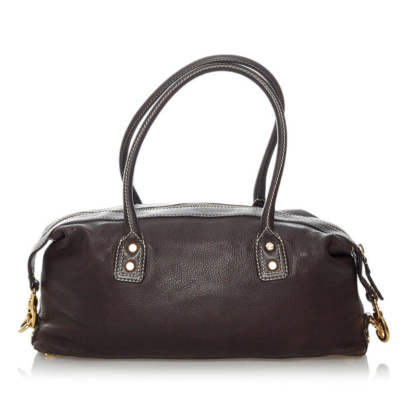 セリーヌ ステッチ ショルダーバッグ CE00/35 ブラウン ゴールド レザー レディース CELINE 【中古】