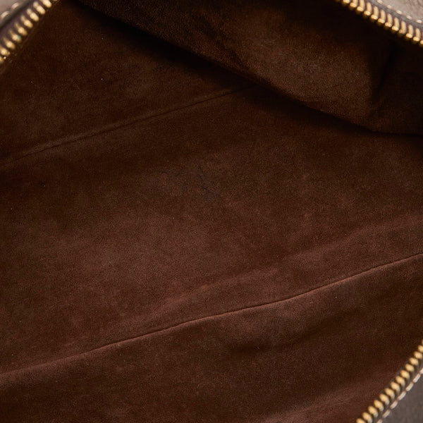 セリーヌ ステッチ ショルダーバッグ CE00/35 ブラウン ゴールド レザー レディース CELINE 【中古】